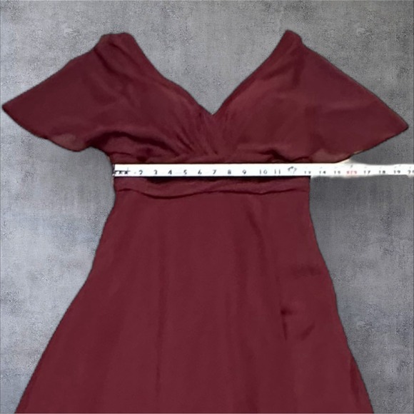 AZAZIE PAMELA Mulberry A-Line V-Neck Pleated Chiffon‎ Dress - Picture 12 of 16